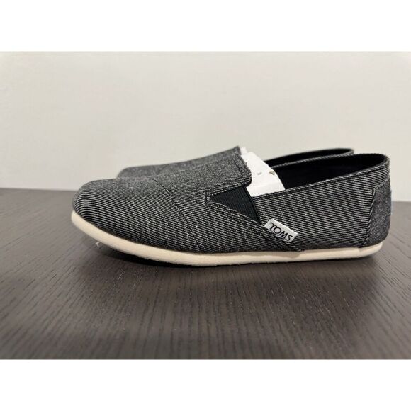Toms Womens Black Twill Slip On Canvas Loafer Flat Shoes Size 5.5 NWOB - Picture 2 of 6